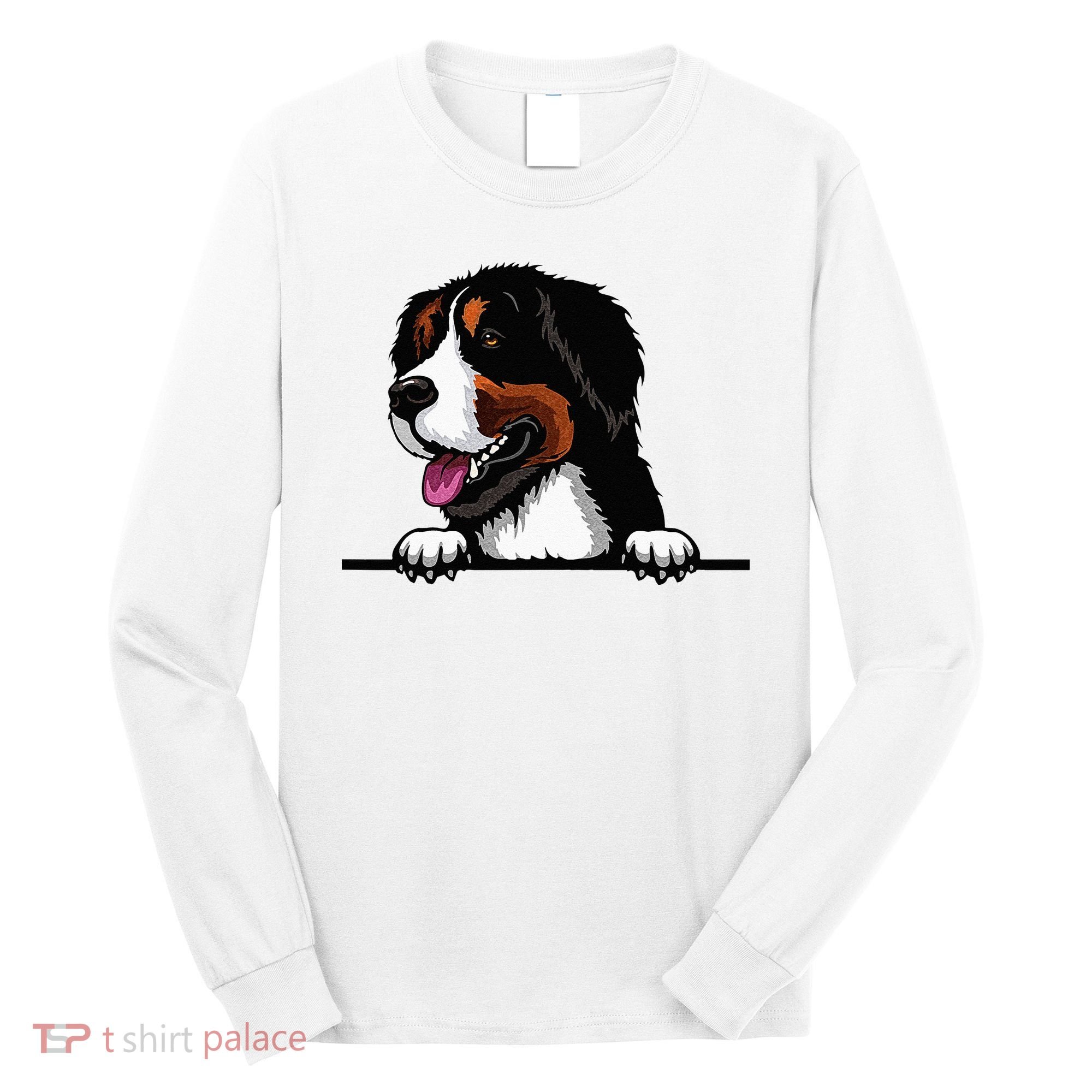 Bernese Mountain Dog Breed Popping Up Fun Dog Owner Long Sleeve Shirt