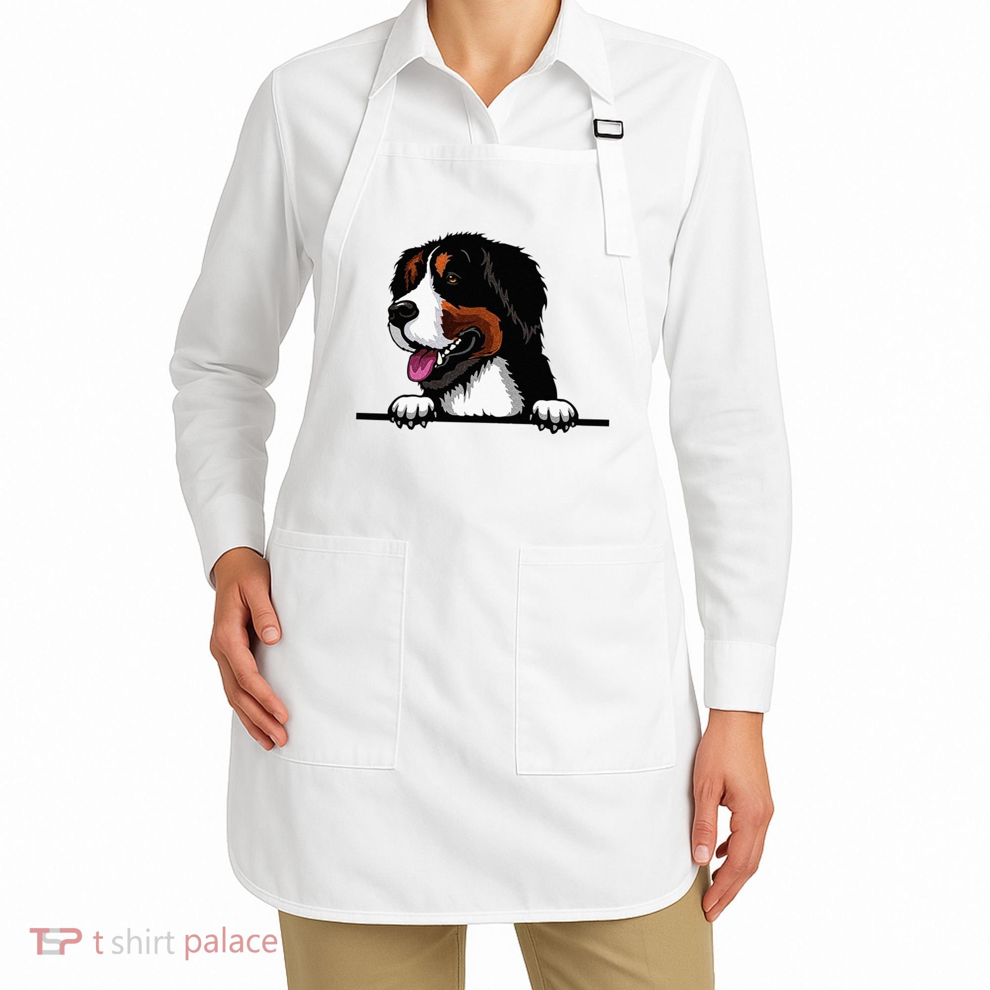 Bernese Mountain Dog Breed Popping Up Fun Dog Owner Apron