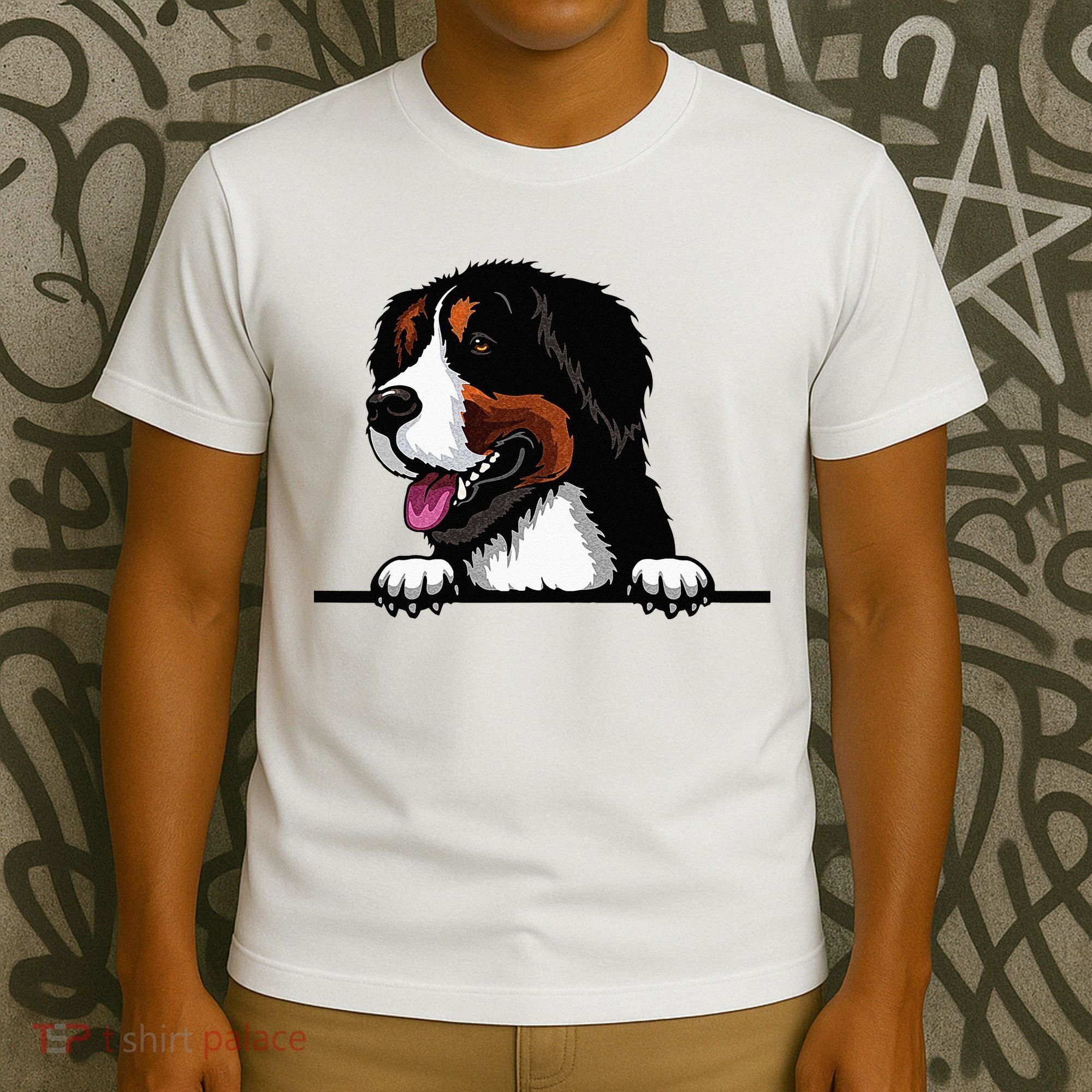 Bernese Mountain Dog Breed Popping Up Fun Dog Owner T-Shirt