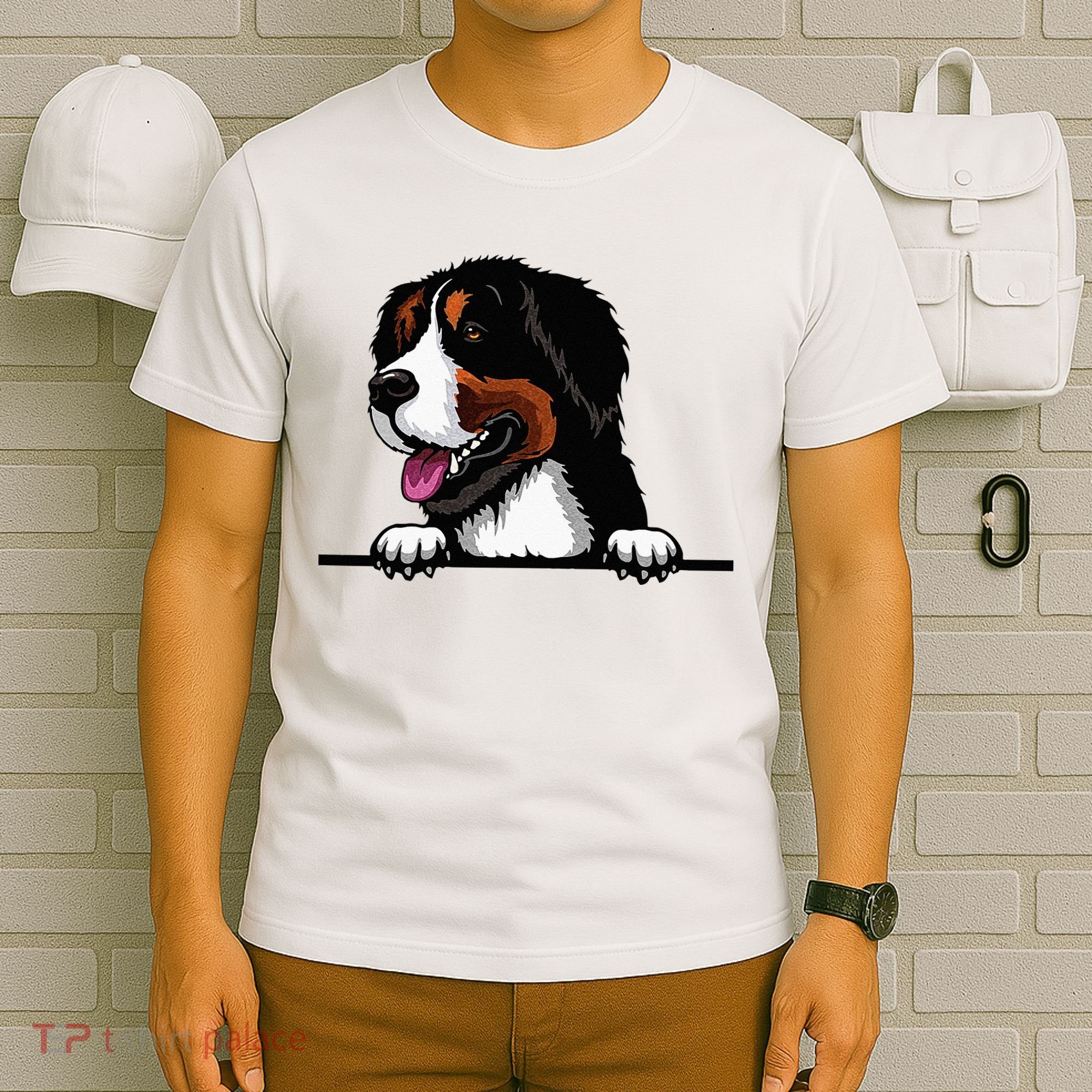 Bernese Mountain Dog Breed Popping Up Fun Dog Owner T-Shirt