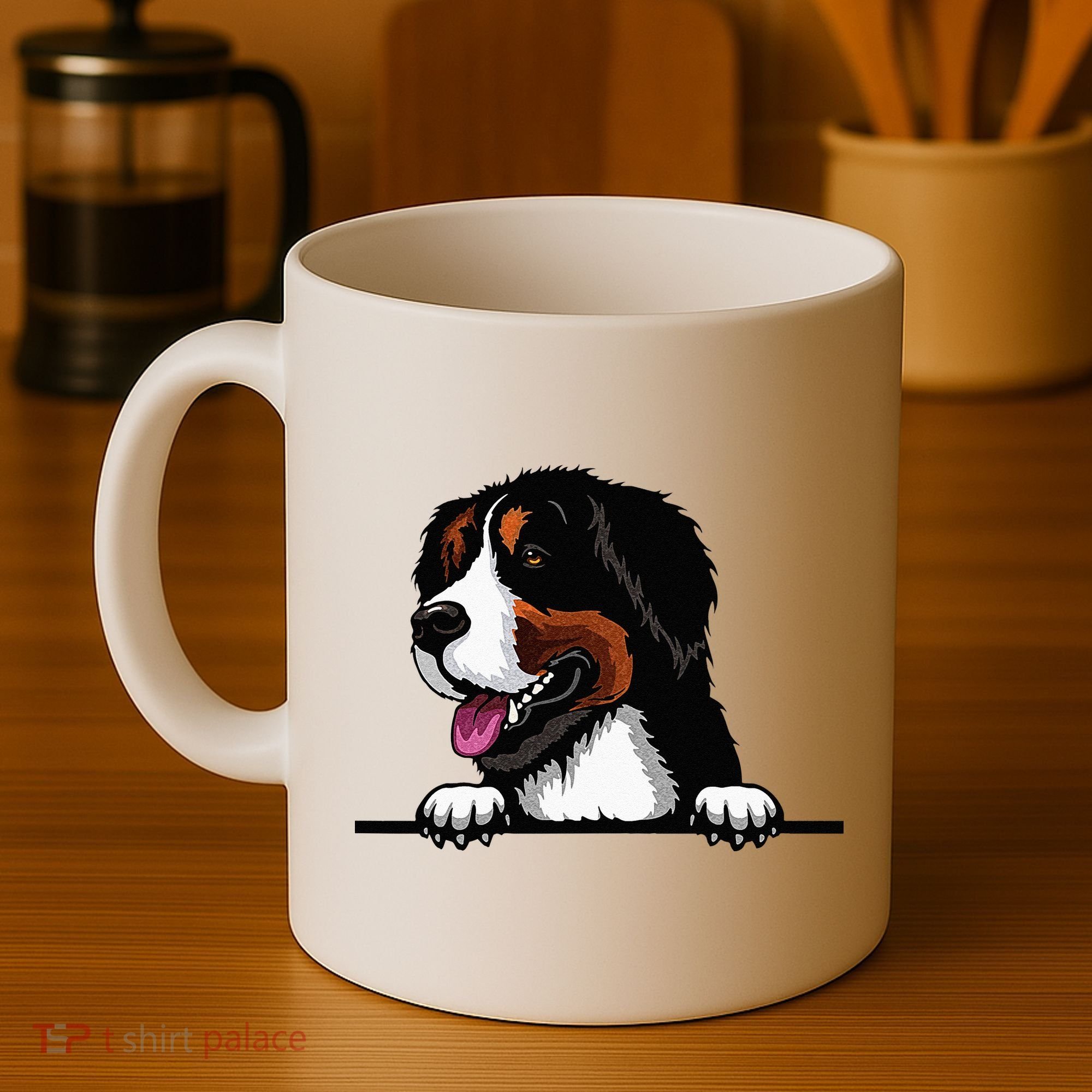 Bernese Mountain Dog Breed Popping Up Fun Dog Owner Coffee Mug