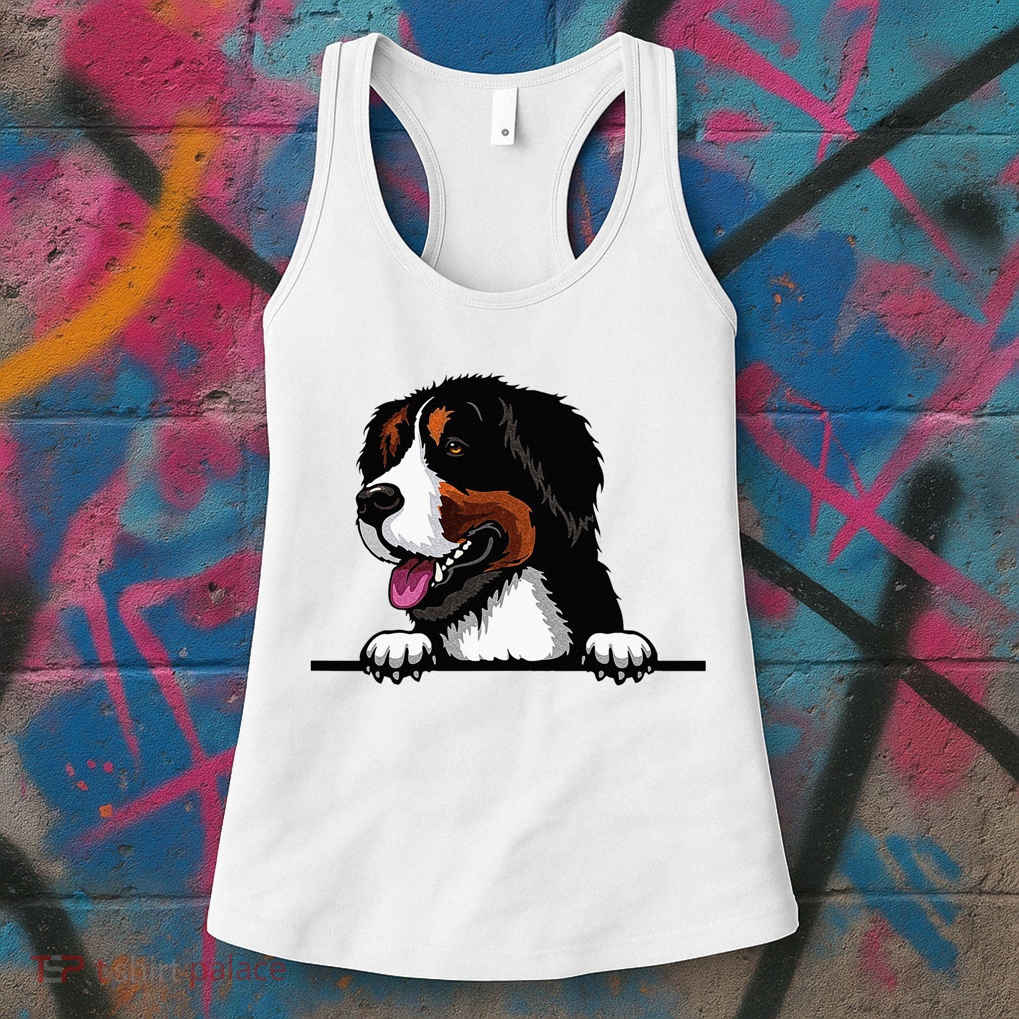 Bernese Mountain Dog Breed Popping Up Fun Dog Owner Women's Tank Top