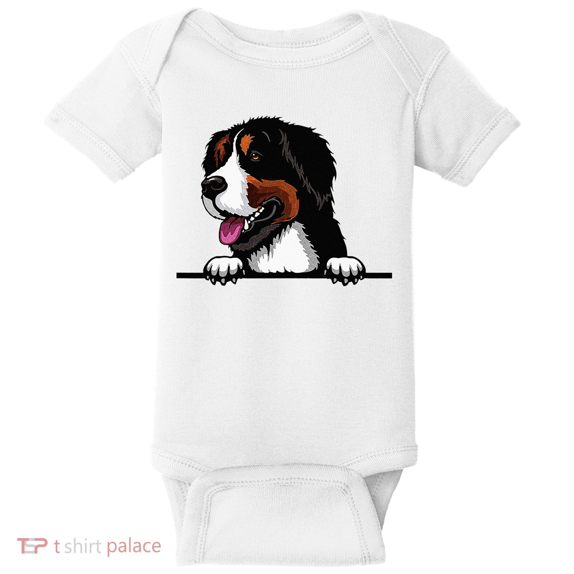 Bernese Mountain Dog Breed Popping Up Fun Dog Owner Baby Bodysuit