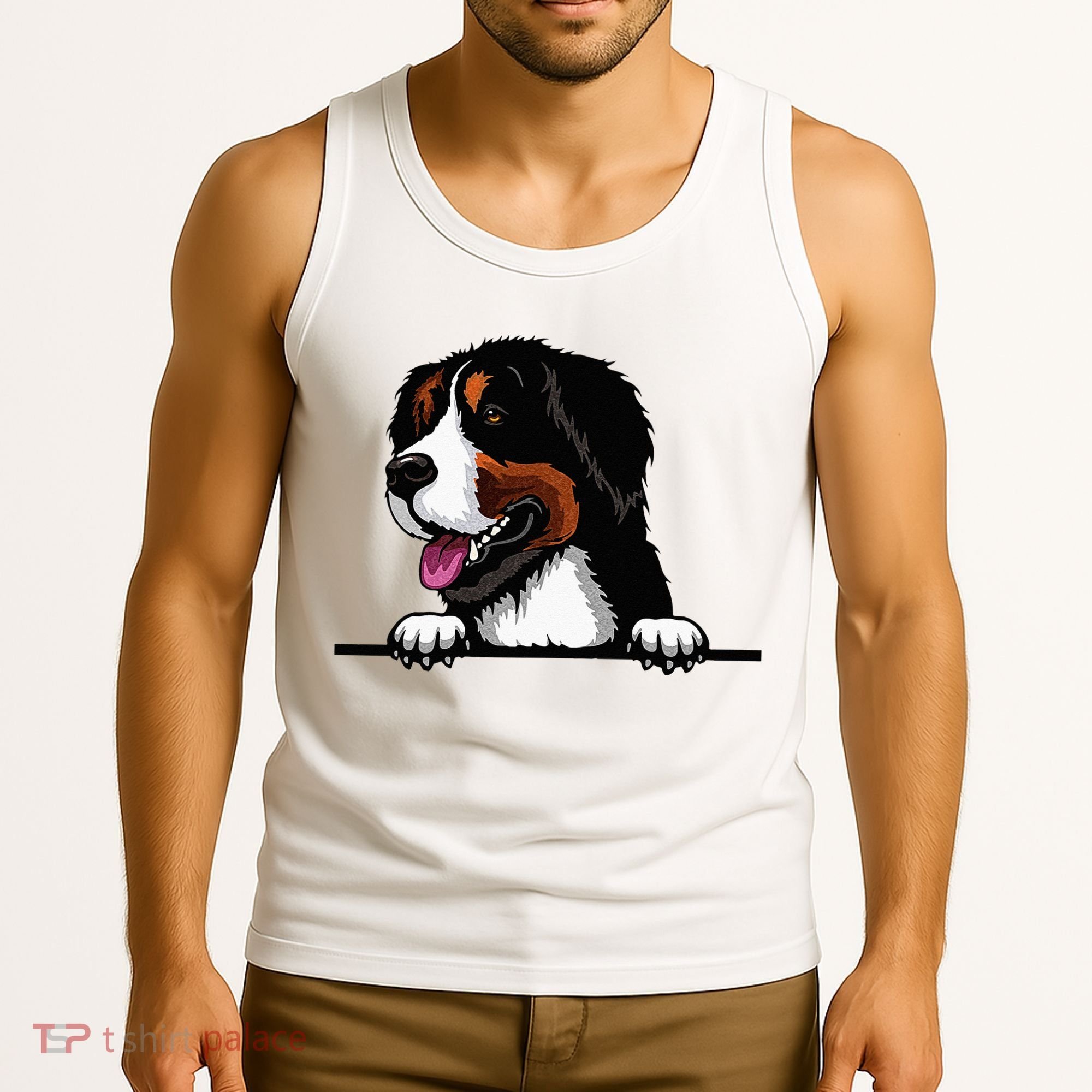 Bernese Mountain Dog Breed Popping Up Fun Dog Owner Tank Top