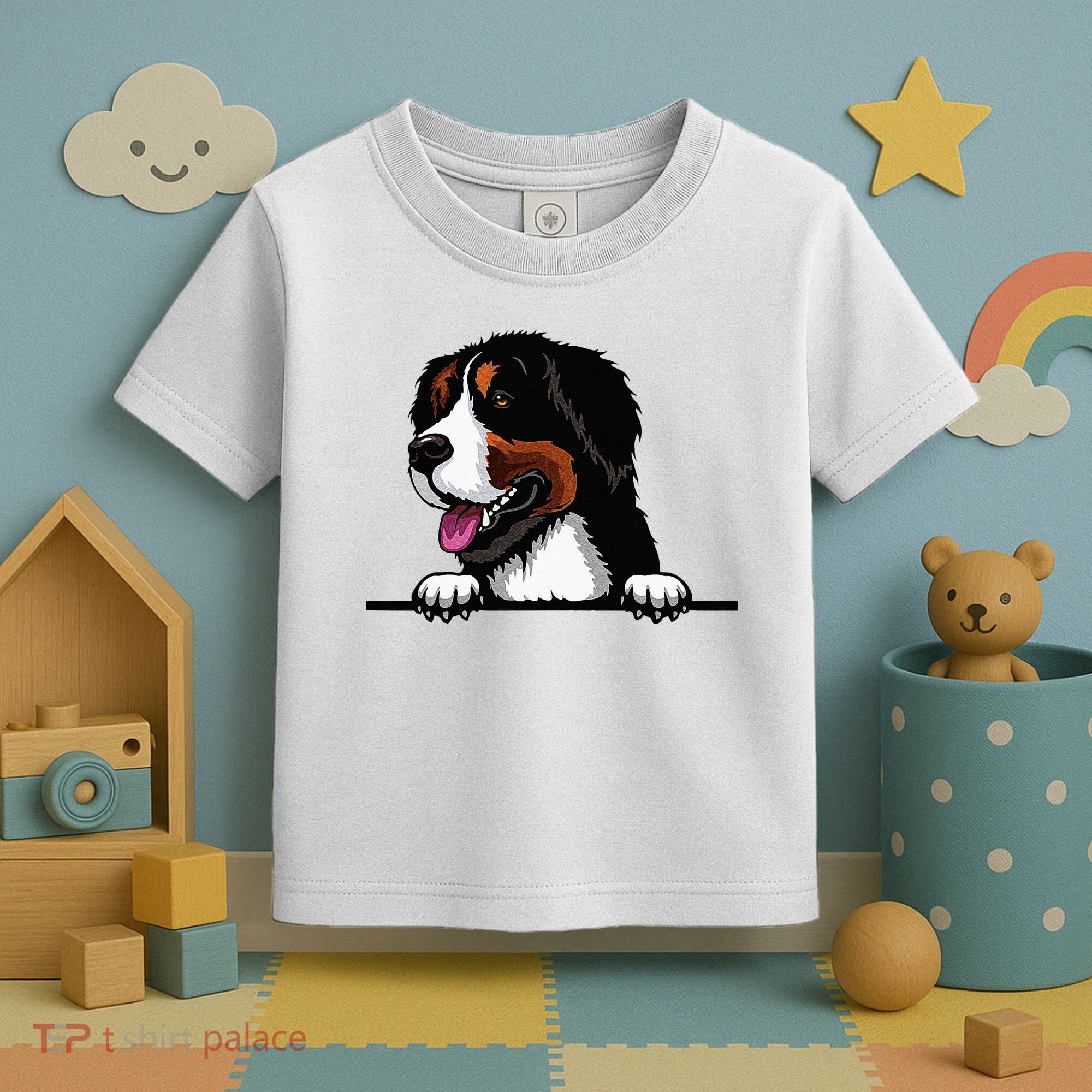 Bernese Mountain Dog Breed Popping Up Fun Dog Owner Toddler T-Shirt