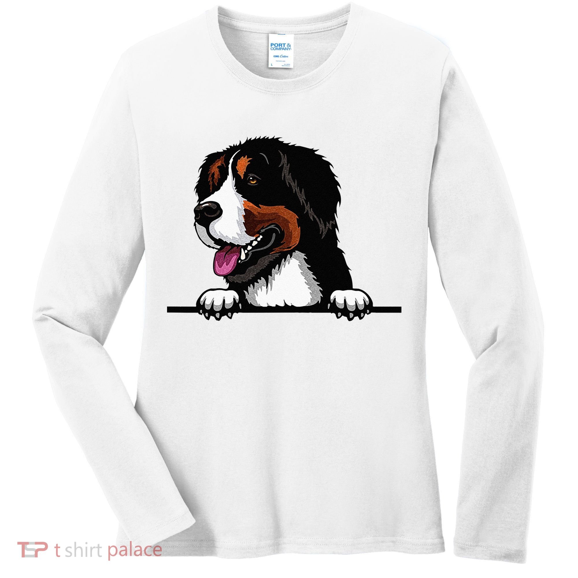 Bernese Mountain Dog Breed Popping Up Fun Dog Owner Women's Long Sleeve Shirt