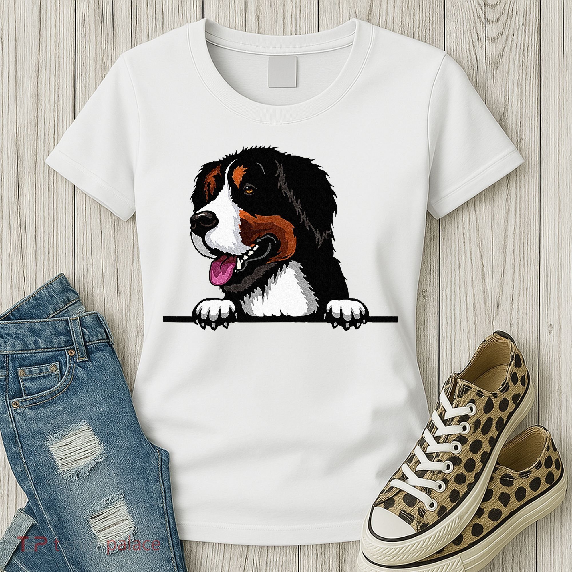 Bernese Mountain Dog Breed Popping Up Fun Dog Owner Women's T-Shirt