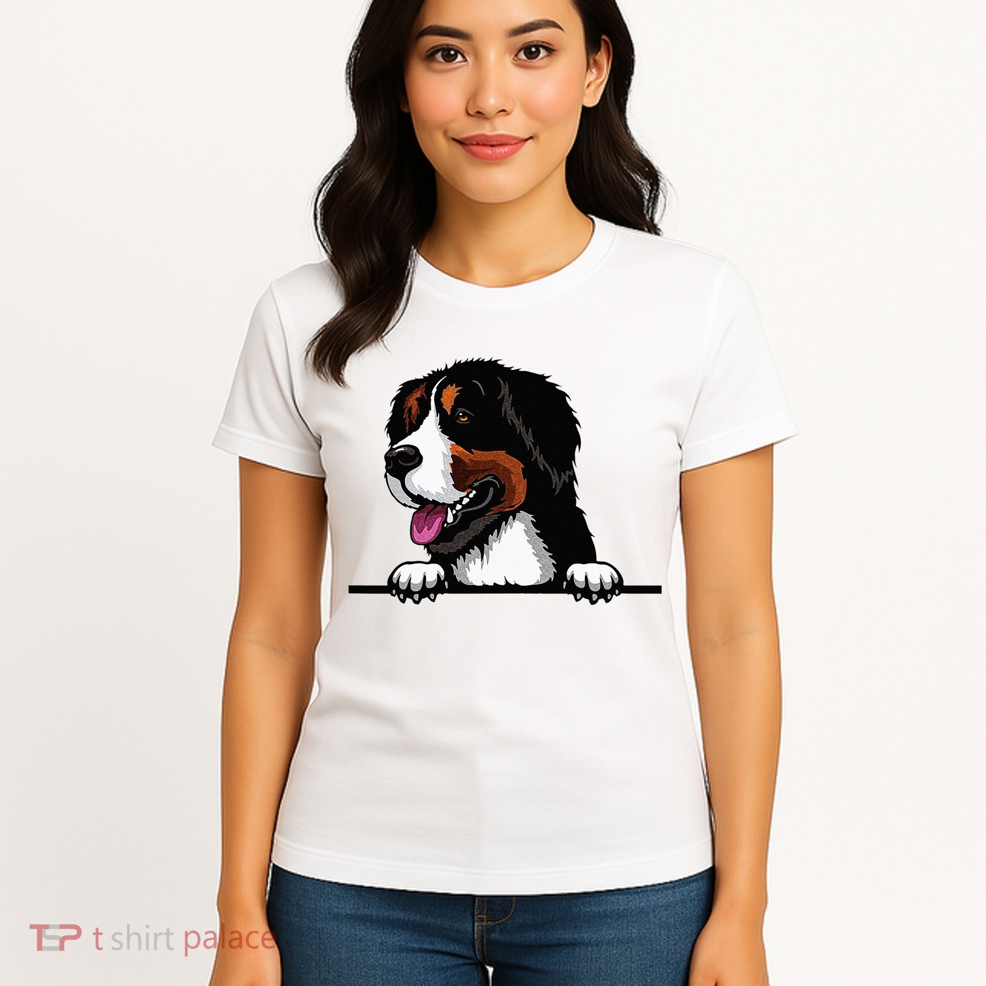 Bernese Mountain Dog Breed Popping Up Fun Dog Owner Women's T-Shirt