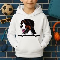 Bernese Mountain Dog Breed Popping Up Fun Dog Owner Kids Hoodie thumb 2