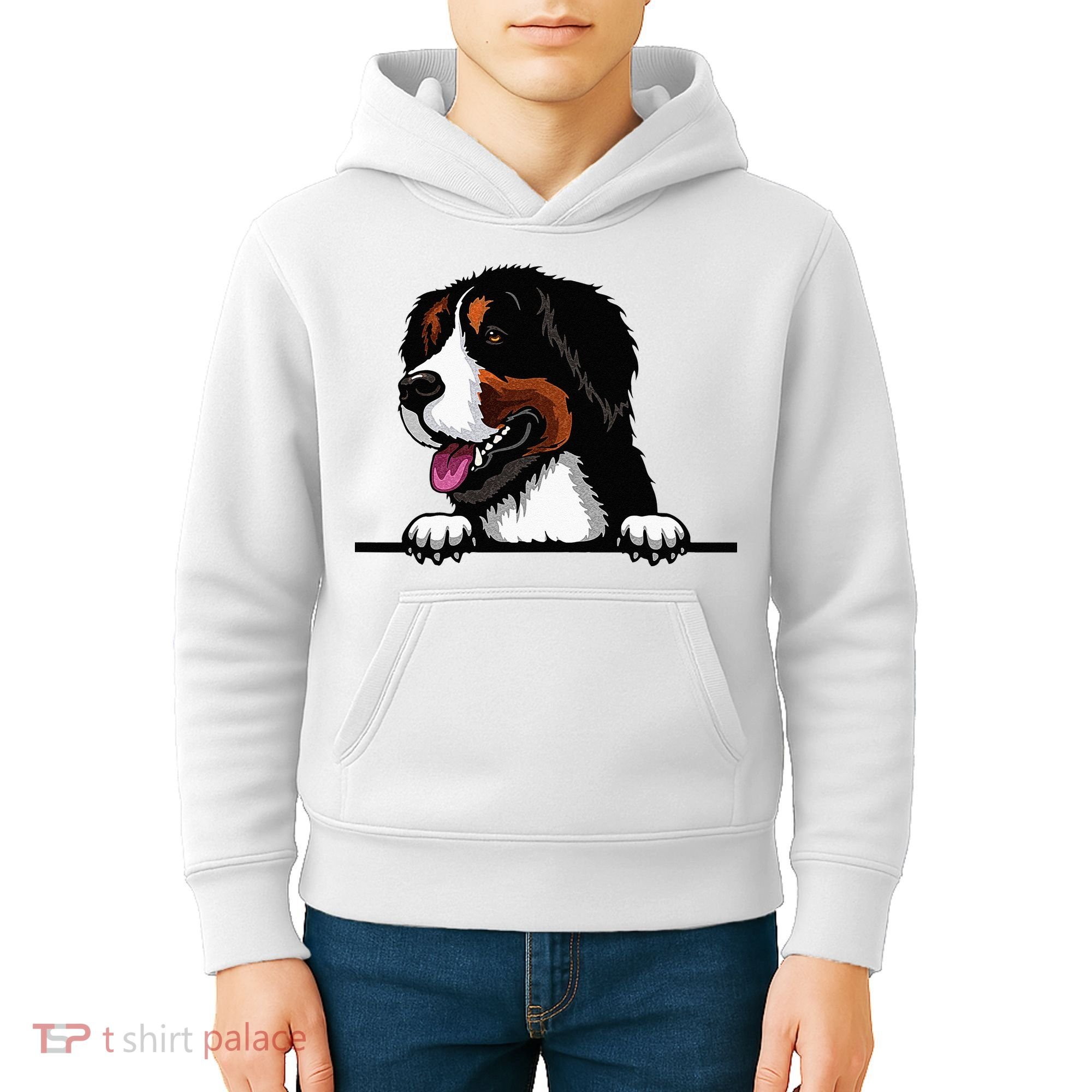 Bernese Mountain Dog Breed Popping Up Fun Dog Owner Kids Hoodie
