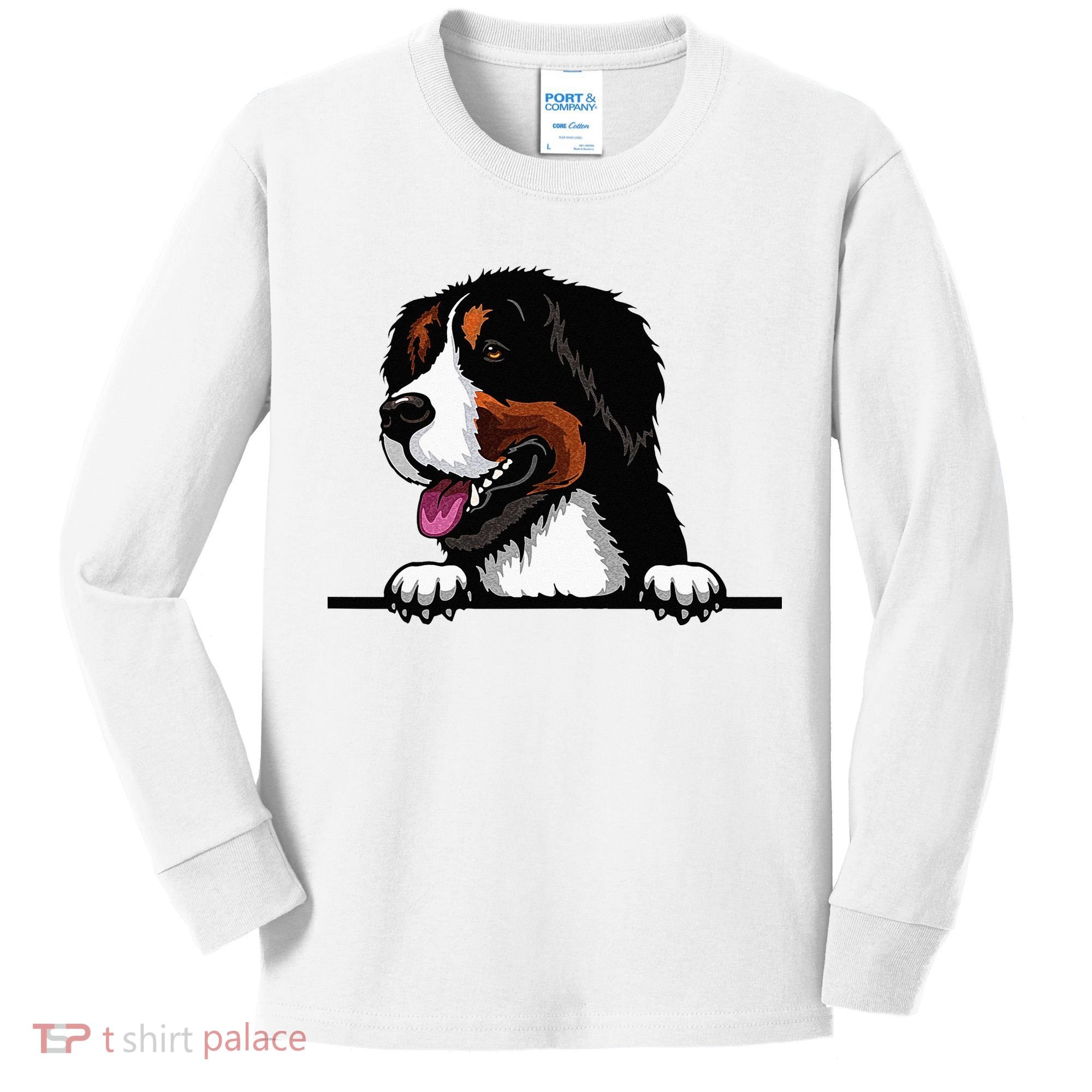 Bernese Mountain Dog Breed Popping Up Fun Dog Owner Kids Long Sleeve Shirt