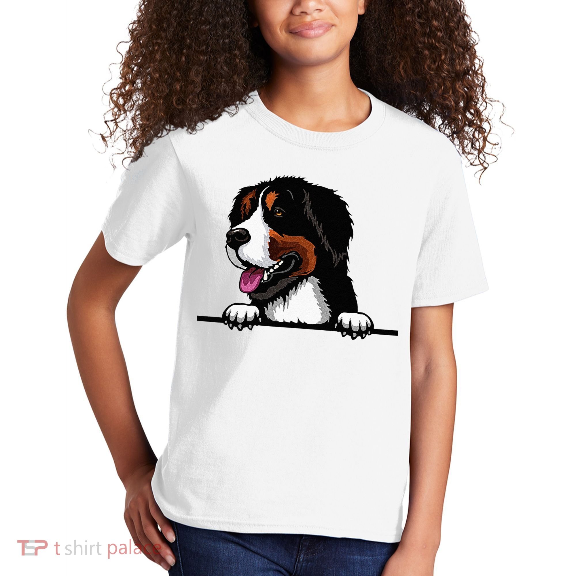 Bernese Mountain Dog Breed Popping Up Fun Dog Owner Kids T-Shirt