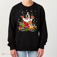 Bernese Mountain Dog Christmas Tree Lights Pajamas Xmas Gift Women's Sweatshirt thumb 0