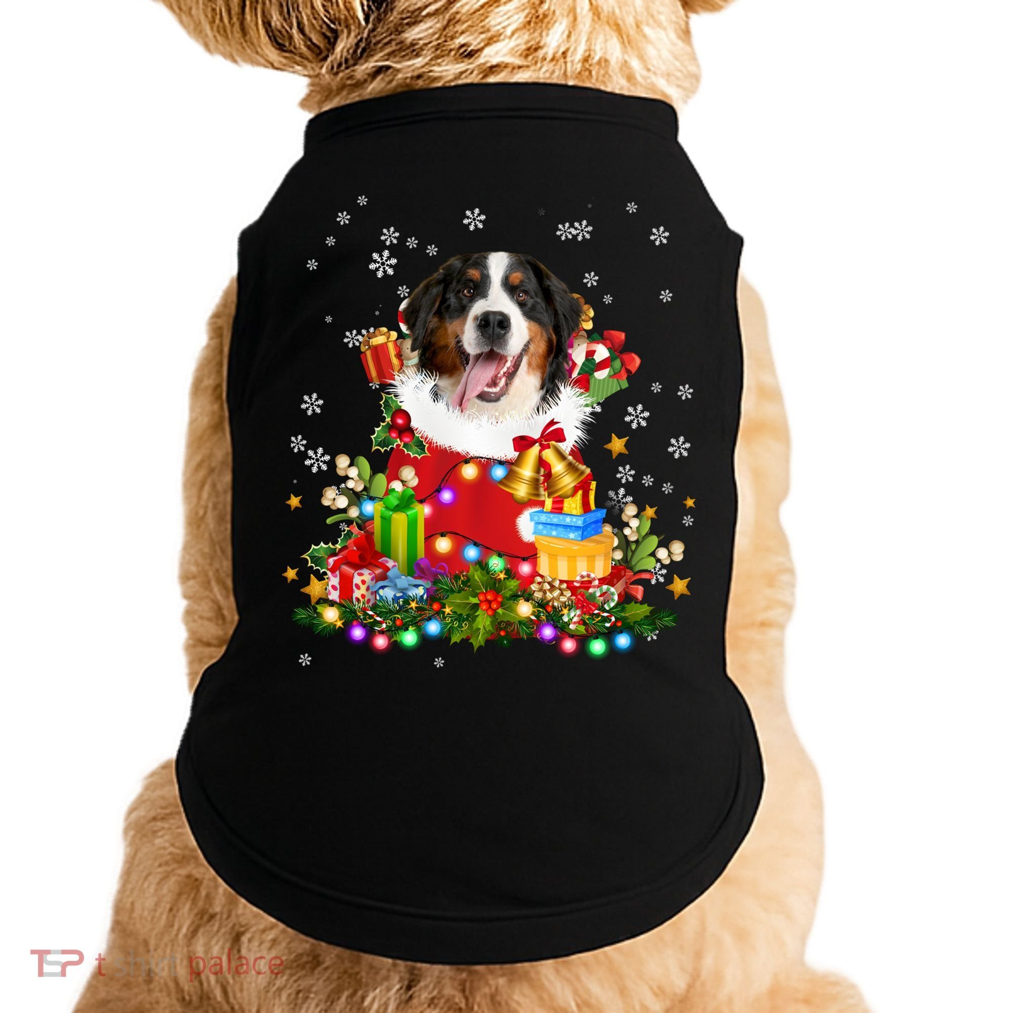 Bernese Mountain Dog Christmas Tree Lights Pajamas Xmas Gift Doggie Tank