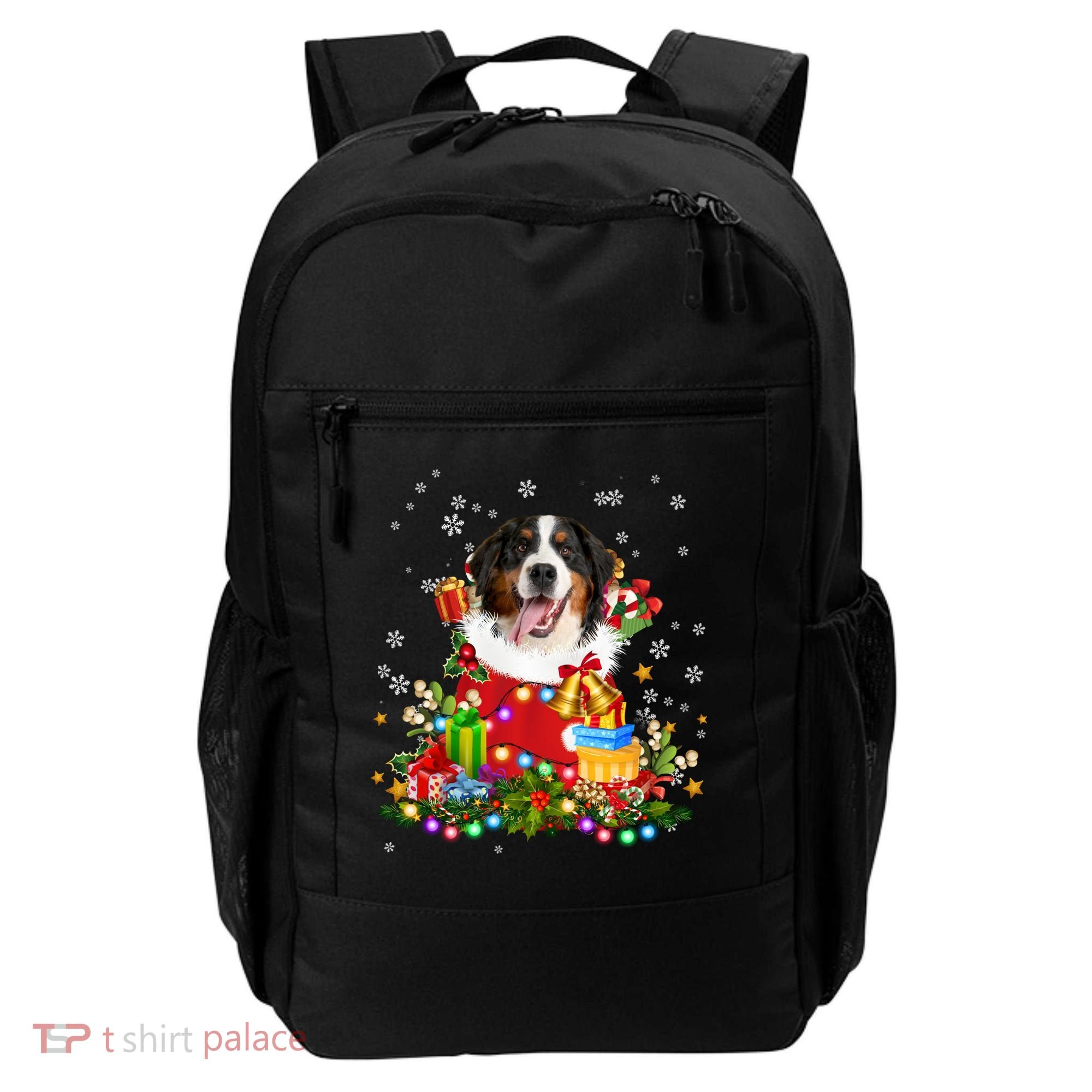 Bernese Mountain Dog Christmas Tree Lights Pajamas Xmas Gift Backpack