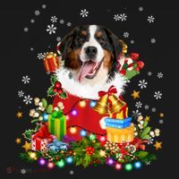 Bernese Mountain Dog Christmas Tree Lights Pajamas Xmas Gift Bucket Hat thumb 4