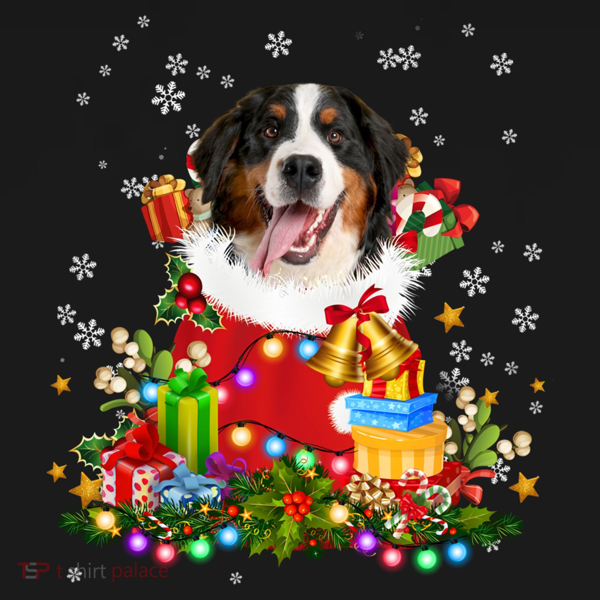 Bernese Mountain Dog Christmas Tree Lights Pajamas Xmas Gift Women's Hoodie