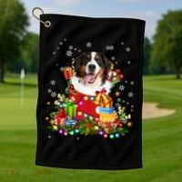 Bernese Mountain Dog Christmas Tree Lights Pajamas Xmas Gift Golf Towel thumb 1