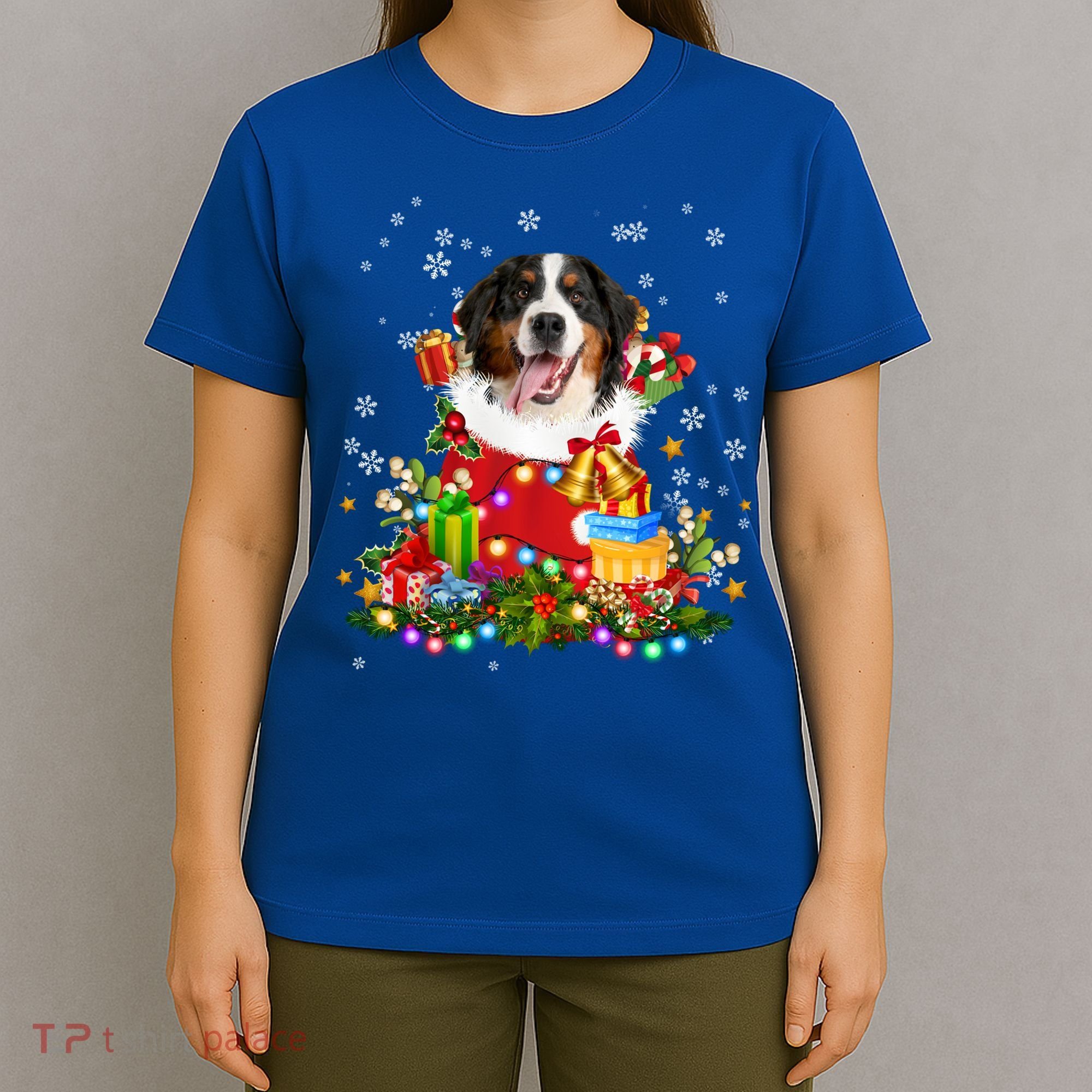 Bernese Mountain Dog Christmas Tree Lights Pajamas Xmas Gift T-Shirt