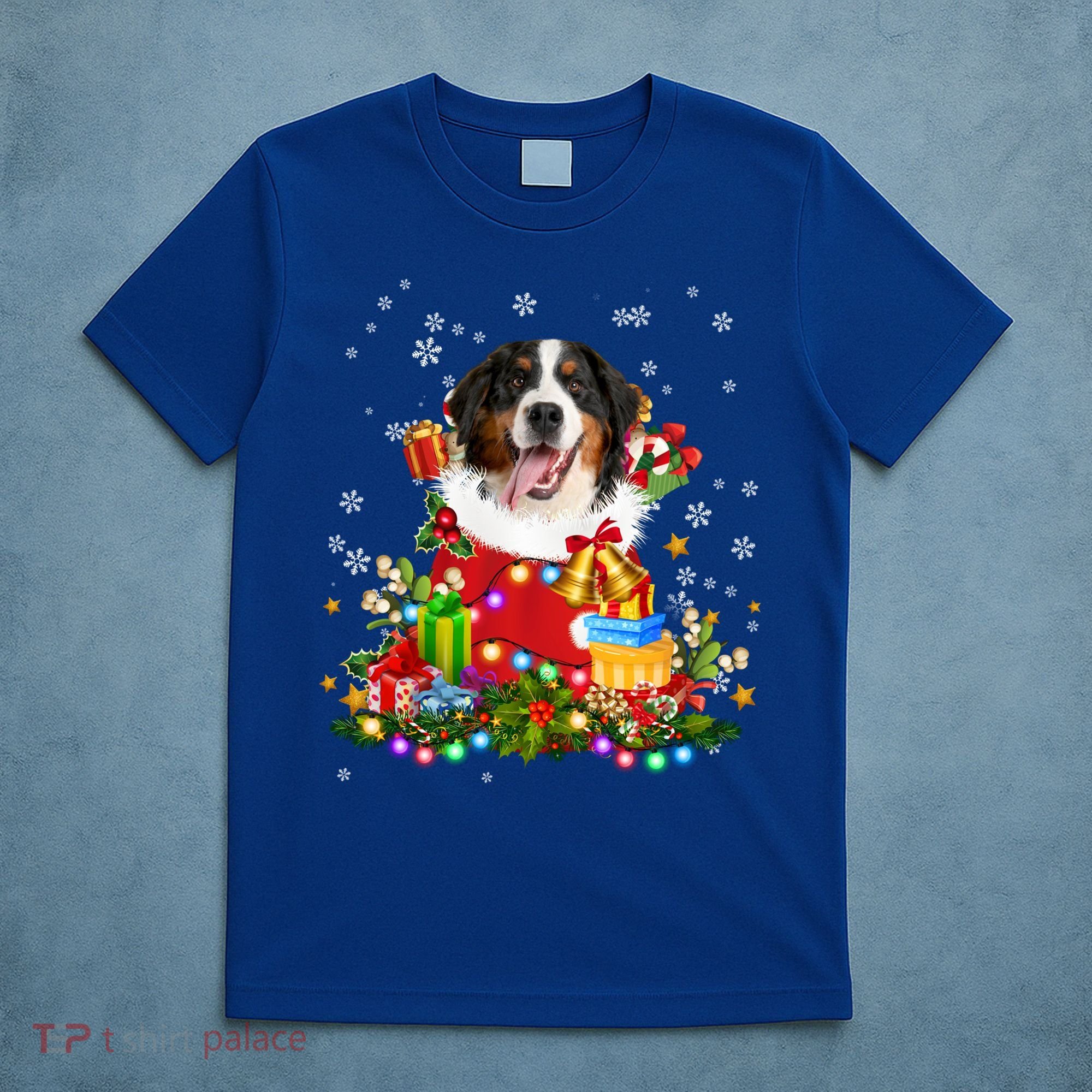 Bernese Mountain Dog Christmas Tree Lights Pajamas Xmas Gift T-Shirt