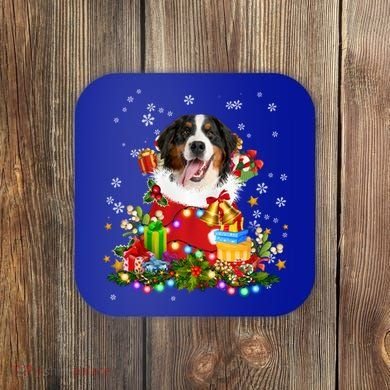 Bernese Mountain Dog Christmas Tree Lights Pajamas Xmas Gift Coaster