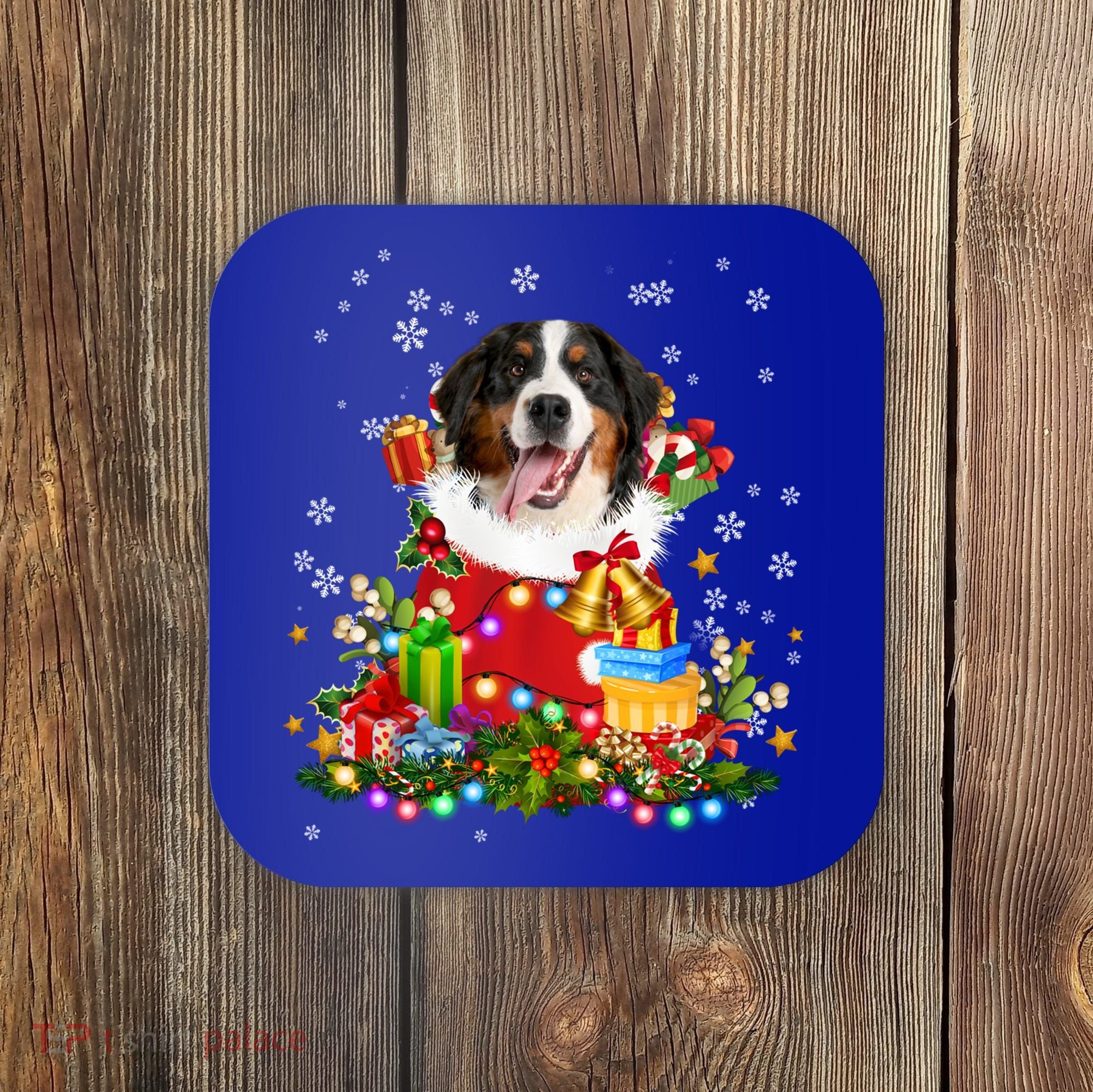 Bernese Mountain Dog Christmas Tree Lights Pajamas Xmas Gift Coaster
