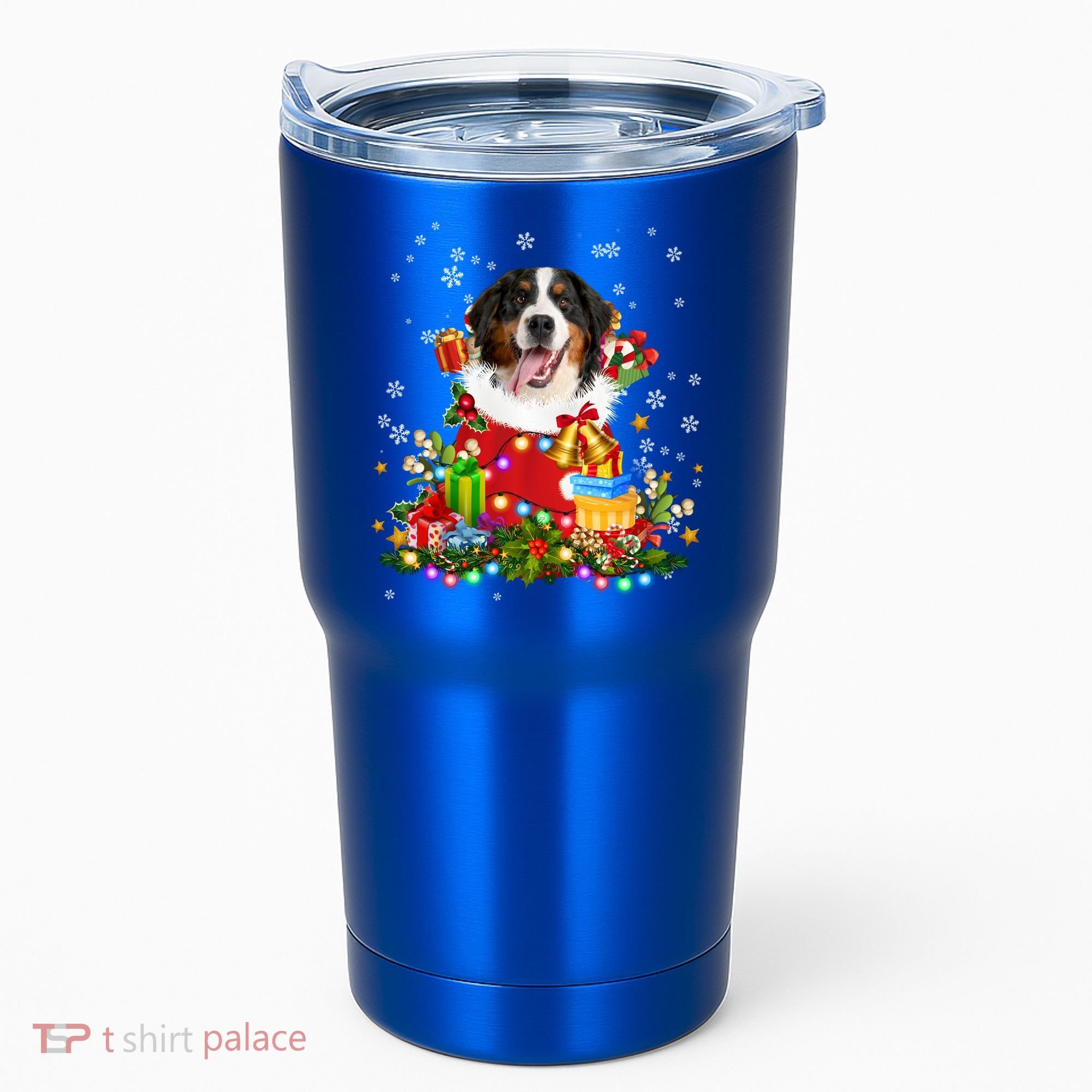 Bernese Mountain Dog Christmas Tree Lights Pajamas Xmas Gift Tumbler