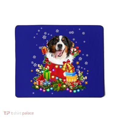 Bernese Mountain Dog Christmas Tree Lights Pajamas Xmas Gift Mousepad