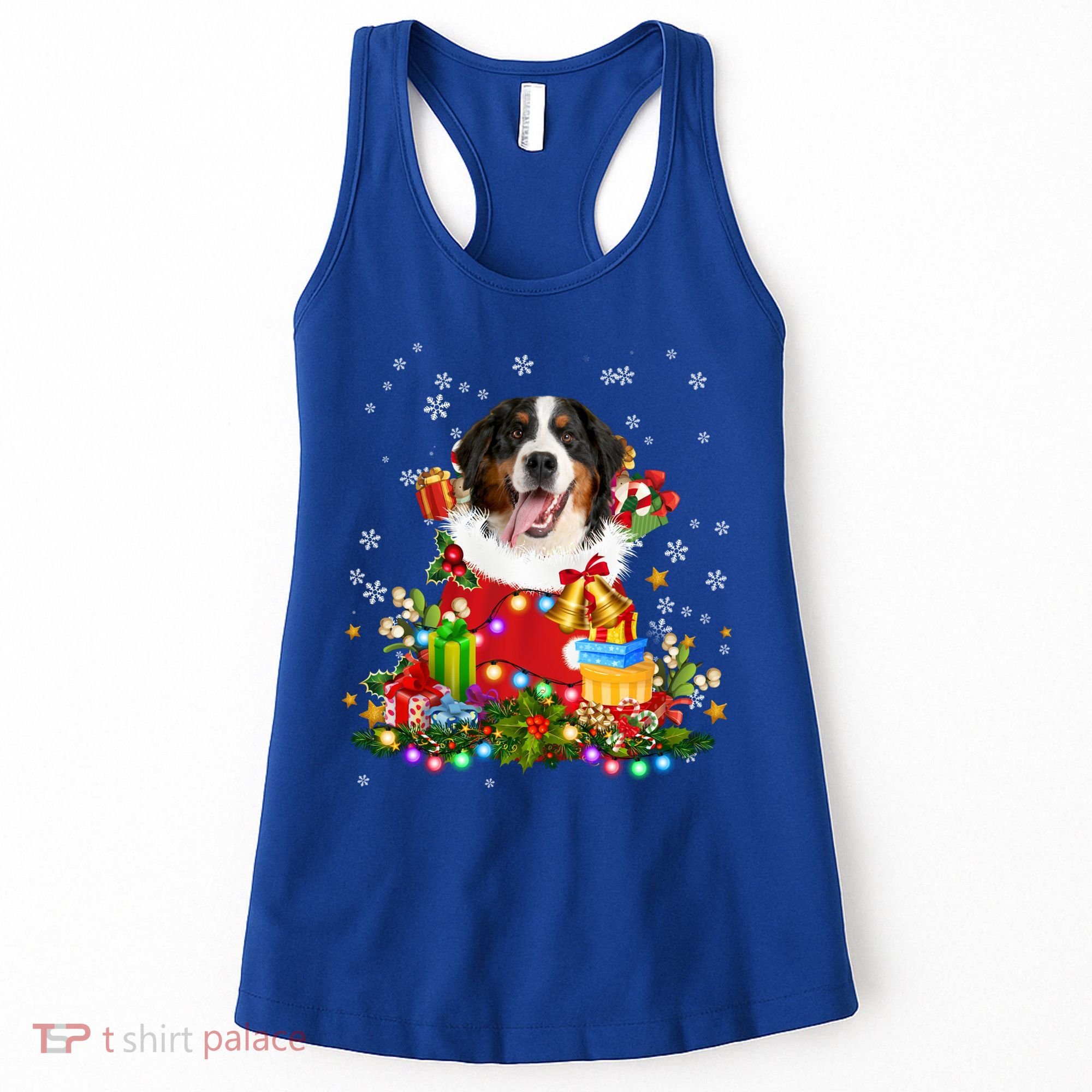 Bernese Mountain Dog Christmas Tree Lights Pajamas Xmas Gift Women's Tank Top