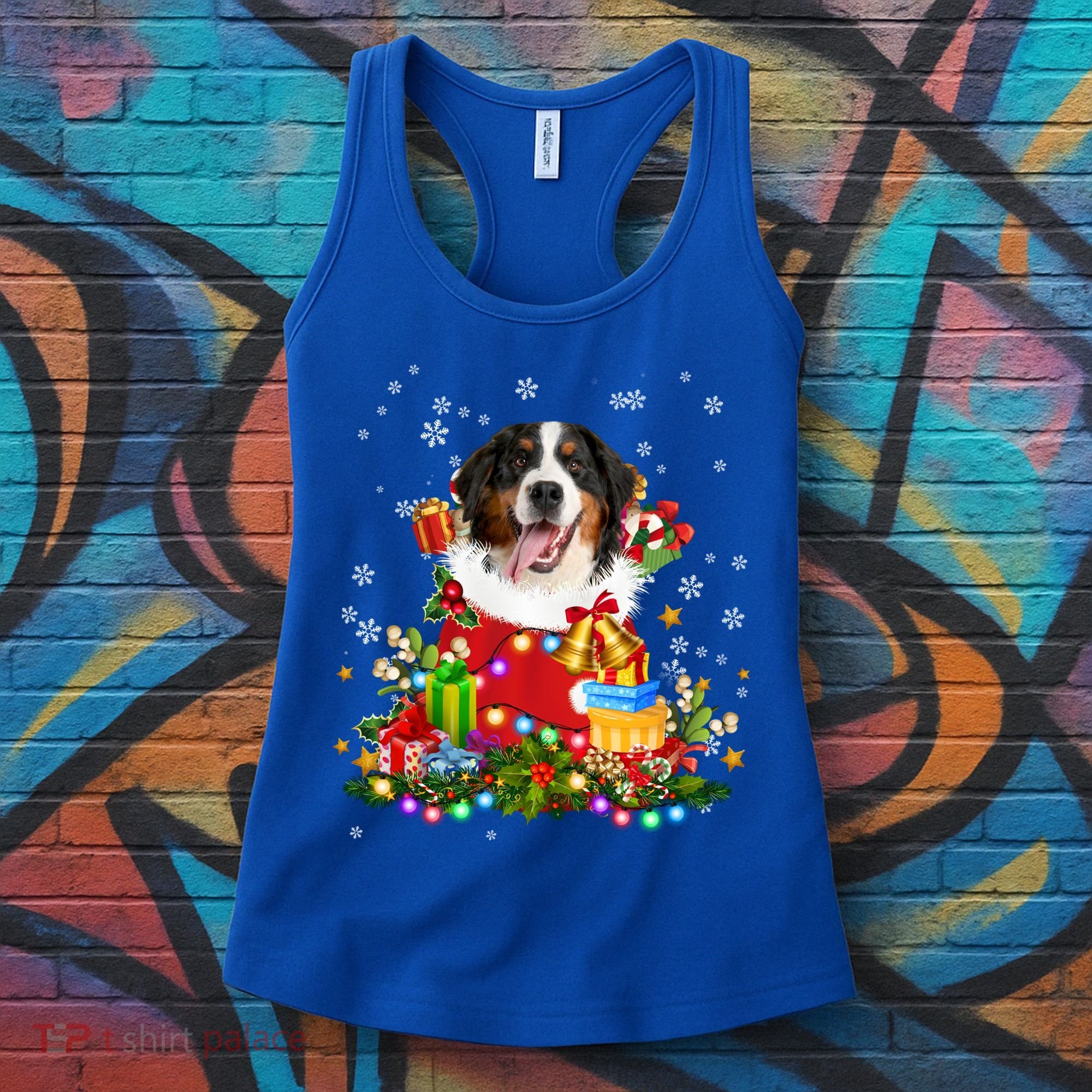 Bernese Mountain Dog Christmas Tree Lights Pajamas Xmas Gift Women's Tank Top