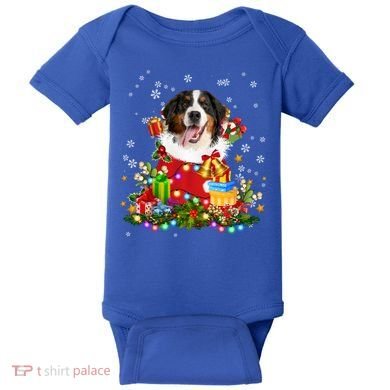 Bernese Mountain Dog Christmas Tree Lights Pajamas Xmas Gift Baby Bodysuit