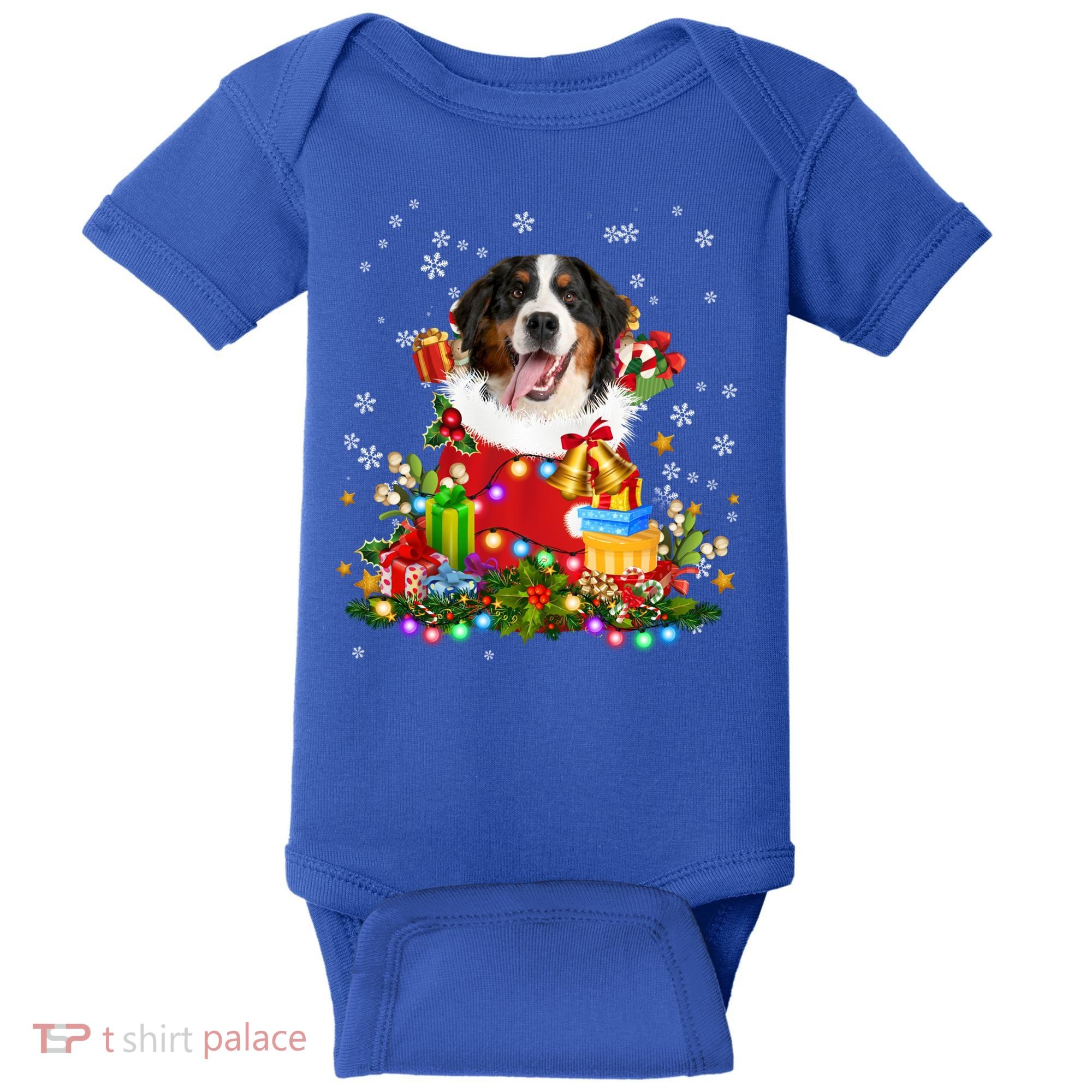 Bernese Mountain Dog Christmas Tree Lights Pajamas Xmas Gift Baby Bodysuit