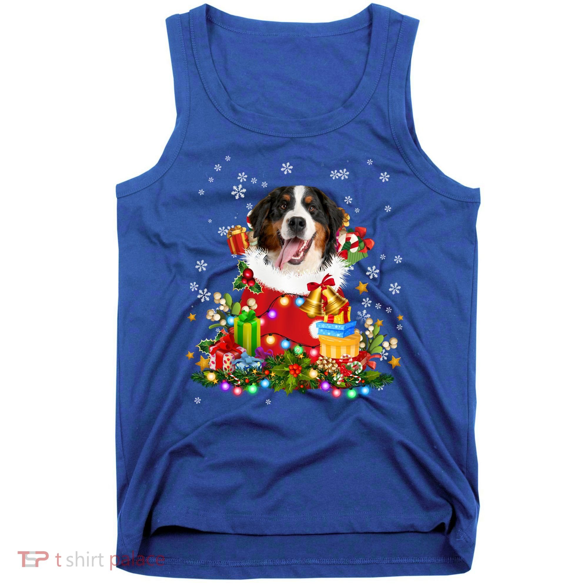 Bernese Mountain Dog Christmas Tree Lights Pajamas Xmas Gift Tank Top