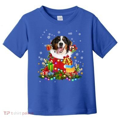 Bernese Mountain Dog Christmas Tree Lights Pajamas Xmas Gift Toddler T-Shirt