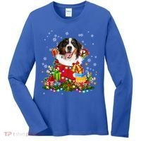 Bernese Mountain Dog Christmas Tree Lights Pajamas Xmas Gift Women's Long Sleeve Shirt thumb 0