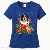 Bernese Mountain Dog Christmas Tree Lights Pajamas Xmas Gift Women's T-Shirt thumb 0
