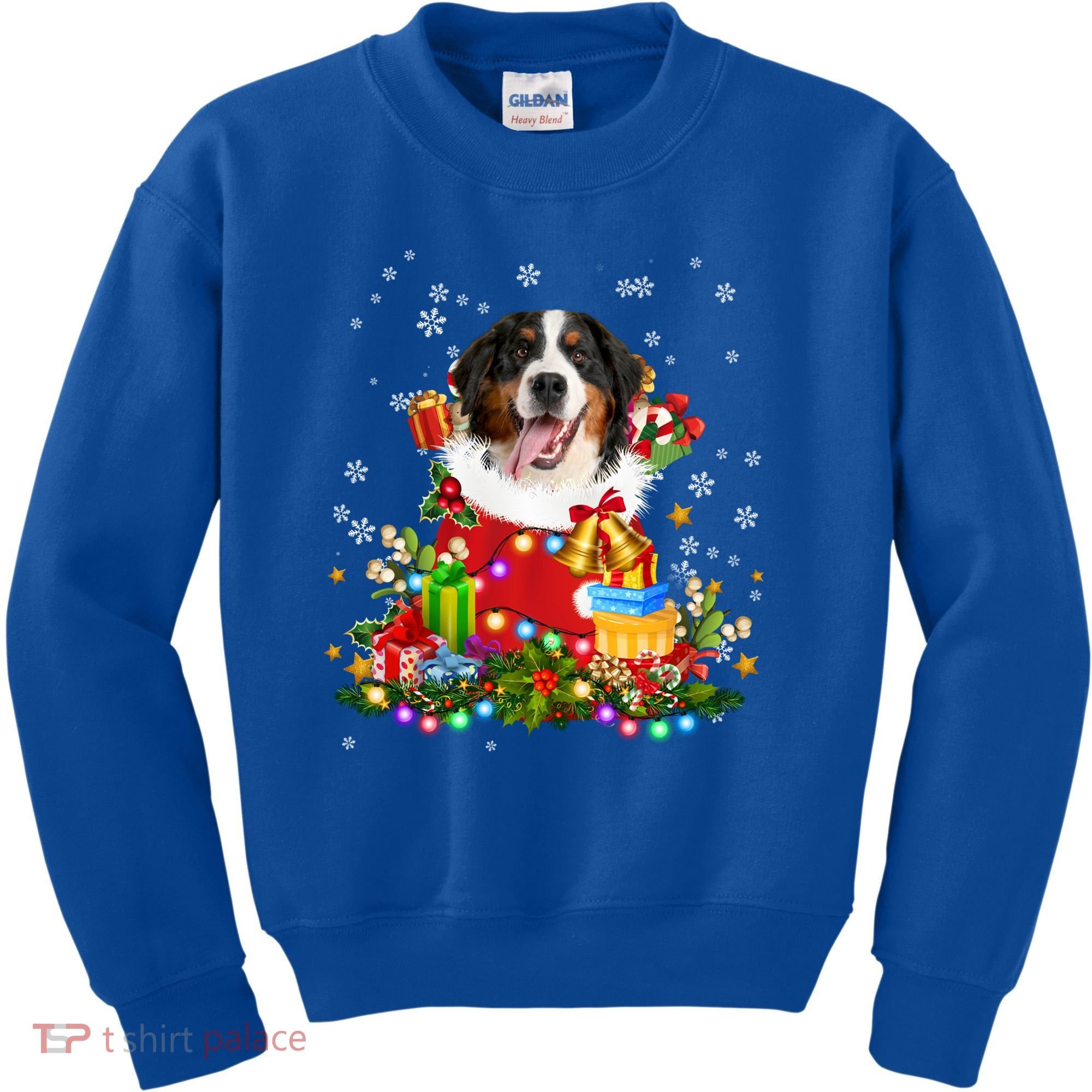 Bernese Mountain Dog Christmas Tree Lights Pajamas Xmas Gift Kids Sweatshirt