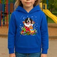 Bernese Mountain Dog Christmas Tree Lights Pajamas Xmas Gift Kids Hoodie thumb 3