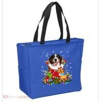 Bernese Mountain Dog Christmas Tree Lights Pajamas Xmas Gift Tote Bag thumb 2