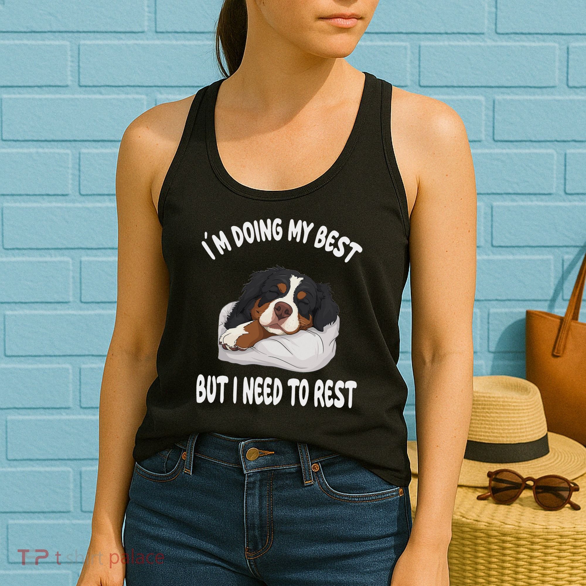 Bernese Mountain Dog Sleep Pajamas Nightgown Women's Tank Top