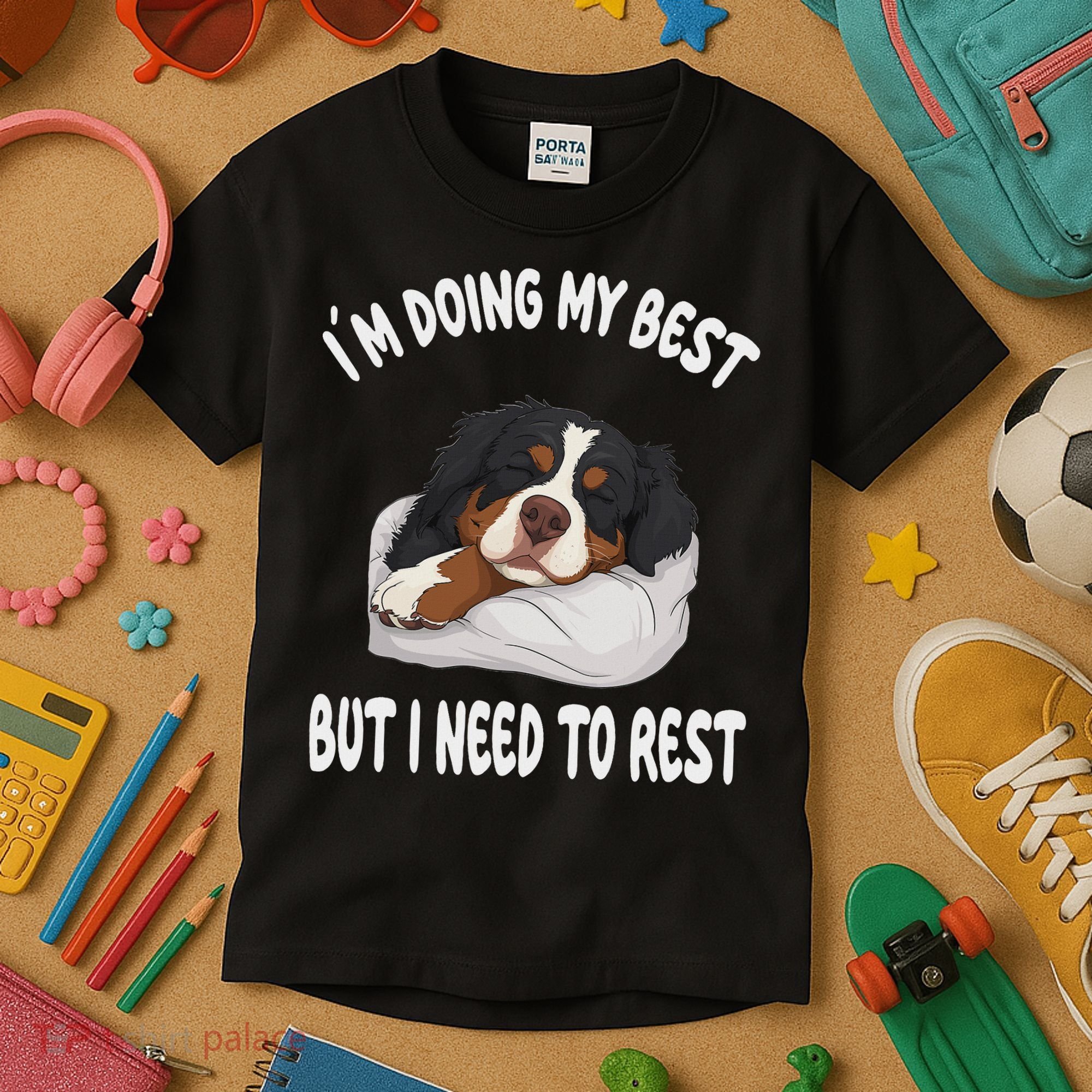 Bernese Mountain Dog Sleep Pajamas Nightgown Kids T-Shirt