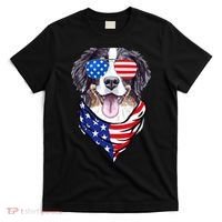 Bernese Mountain Dog American Flag Glasses 4th of July T-Shirt thumb 0