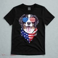 Bernese Mountain Dog American Flag Glasses 4th of July T-Shirt thumb 5