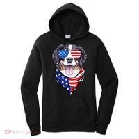 Bernese Mountain Dog American Flag Glasses 4th of July Women's Hoodie thumb 0
