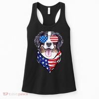 Bernese Mountain Dog American Flag Glasses 4th of July Women's Tank Top thumb 0