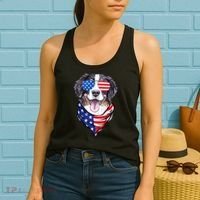 Bernese Mountain Dog American Flag Glasses 4th of July Women's Tank Top thumb 2