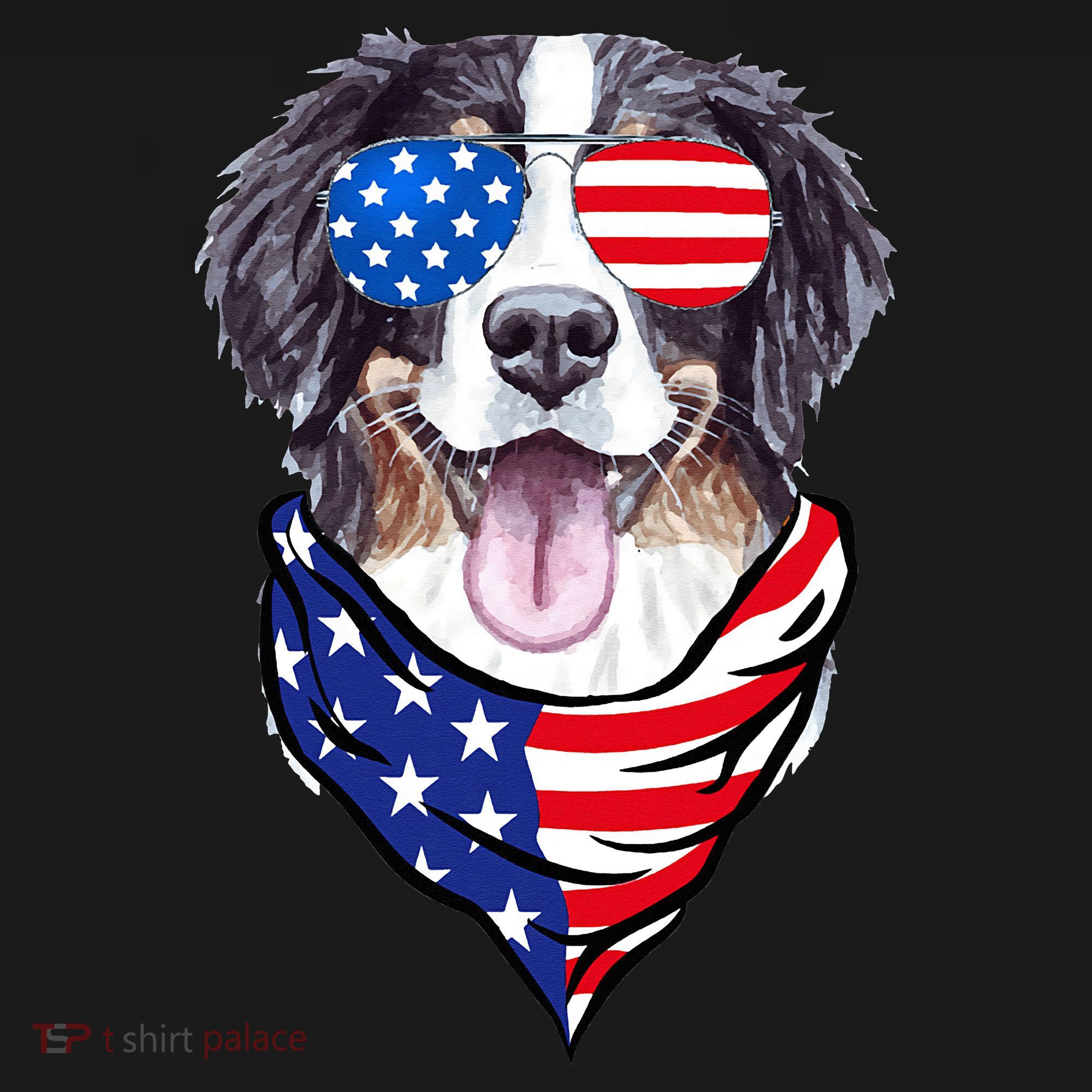 Bernese Mountain Dog American Flag Glasses 4th of July Women's Tank Top