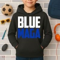 Blue Maga Democrat Make America Great Again Kids Hoodie thumb 2