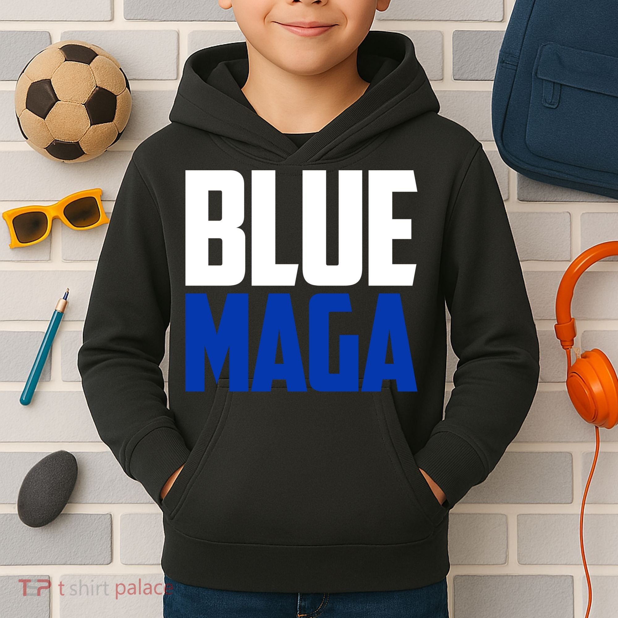 Blue Maga Democrat Make America Great Again Kids Hoodie