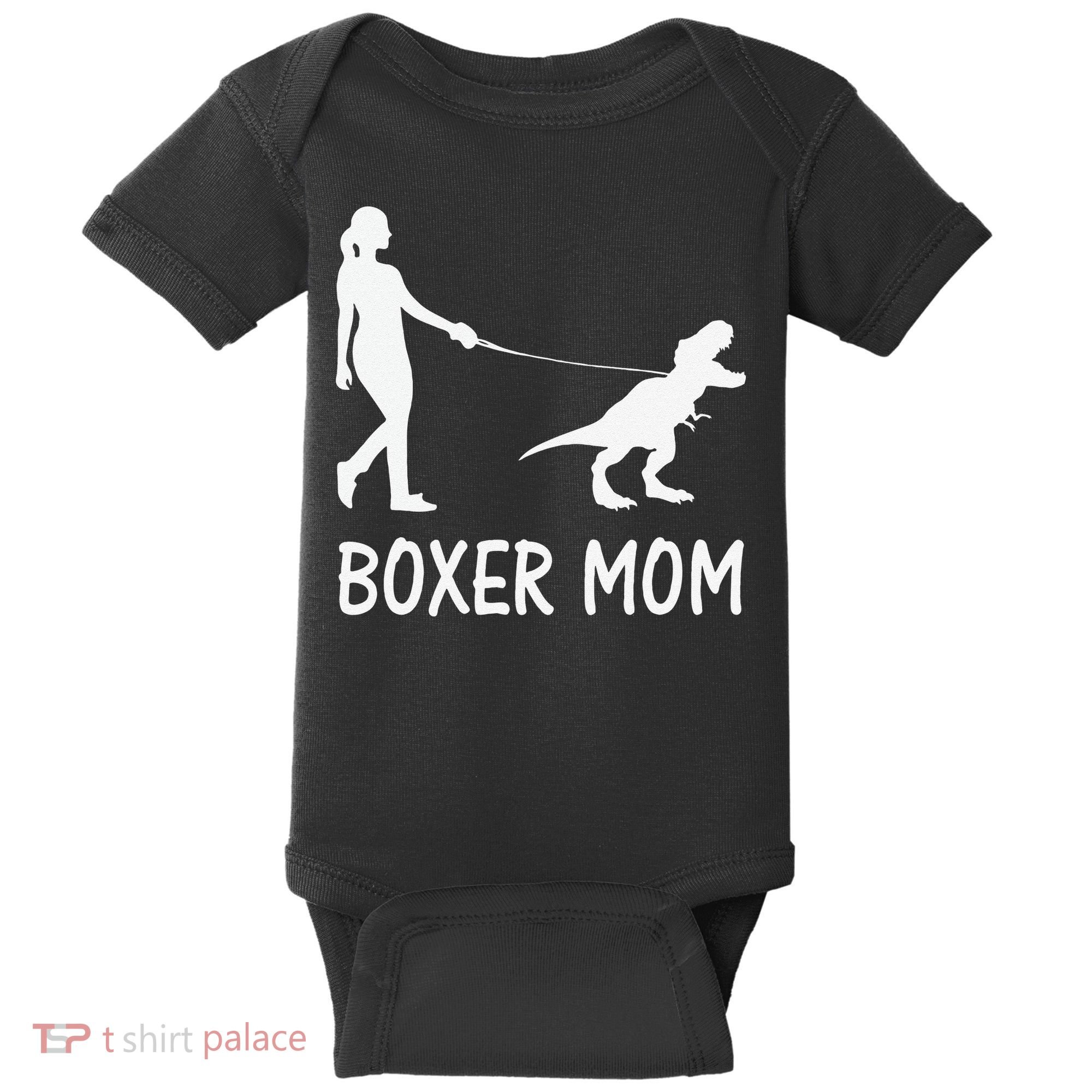 Boxer Mom Dog Boxer Mama Dinosaur Women Mother's Day Baby Bodysuit